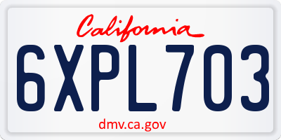 CA license plate 6XPL703