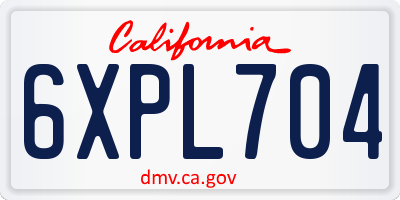 CA license plate 6XPL704