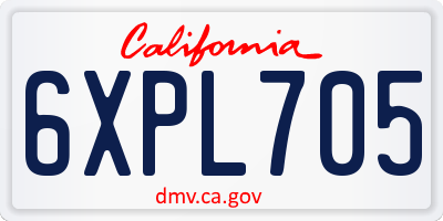 CA license plate 6XPL705