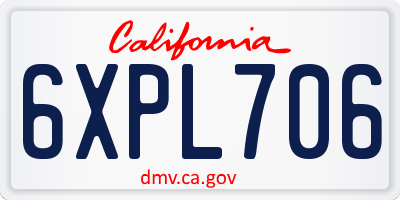 CA license plate 6XPL706