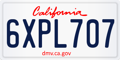 CA license plate 6XPL707