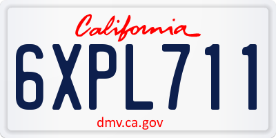 CA license plate 6XPL711