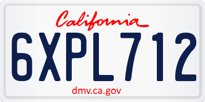 CA license plate 6XPL712