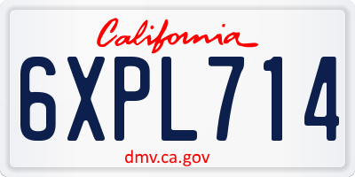 CA license plate 6XPL714