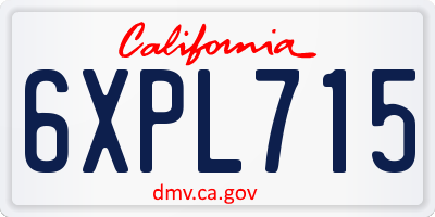 CA license plate 6XPL715
