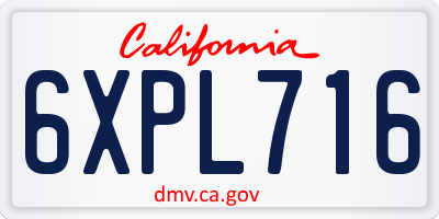 CA license plate 6XPL716