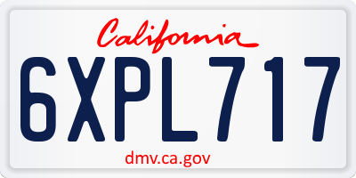 CA license plate 6XPL717