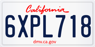 CA license plate 6XPL718