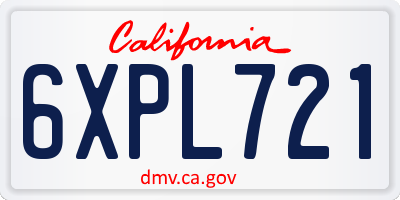 CA license plate 6XPL721