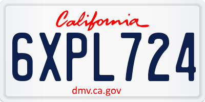 CA license plate 6XPL724