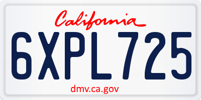 CA license plate 6XPL725