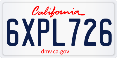 CA license plate 6XPL726