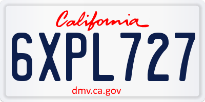 CA license plate 6XPL727