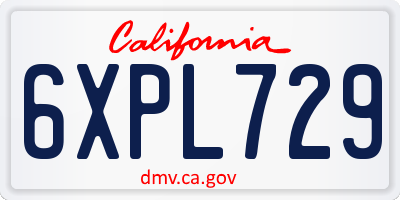 CA license plate 6XPL729