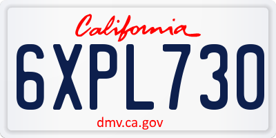 CA license plate 6XPL730