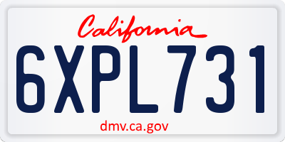 CA license plate 6XPL731