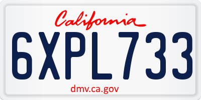 CA license plate 6XPL733