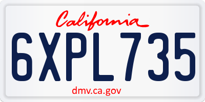 CA license plate 6XPL735