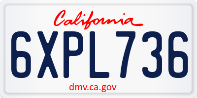 CA license plate 6XPL736