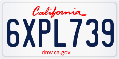 CA license plate 6XPL739