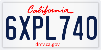 CA license plate 6XPL740