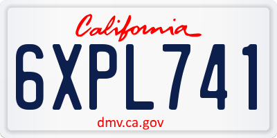 CA license plate 6XPL741