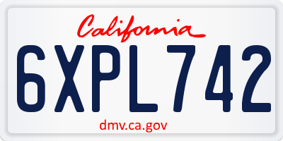 CA license plate 6XPL742