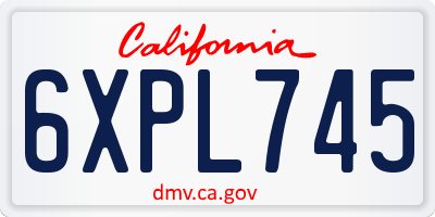 CA license plate 6XPL745
