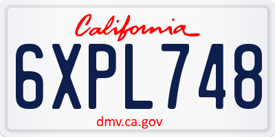 CA license plate 6XPL748