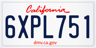 CA license plate 6XPL751