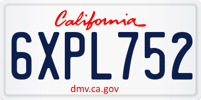 CA license plate 6XPL752