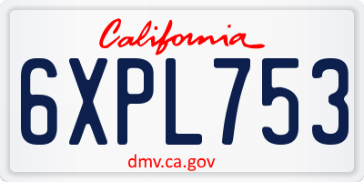 CA license plate 6XPL753