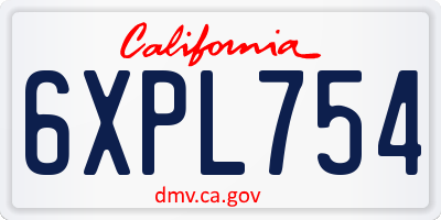 CA license plate 6XPL754