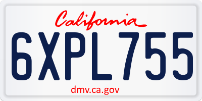 CA license plate 6XPL755