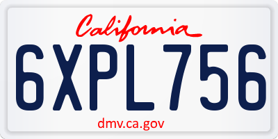 CA license plate 6XPL756
