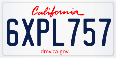 CA license plate 6XPL757