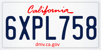 CA license plate 6XPL758