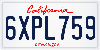 CA license plate 6XPL759