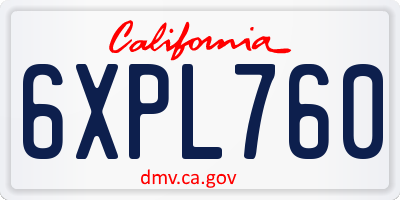 CA license plate 6XPL760