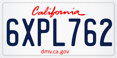 CA license plate 6XPL762
