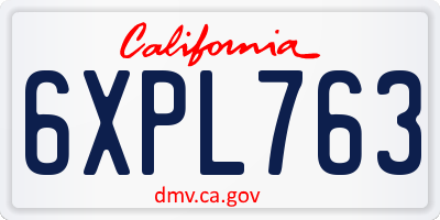 CA license plate 6XPL763