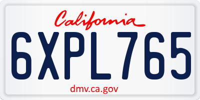 CA license plate 6XPL765