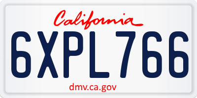 CA license plate 6XPL766