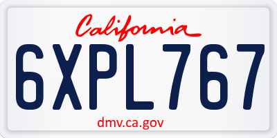 CA license plate 6XPL767