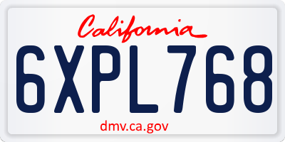 CA license plate 6XPL768