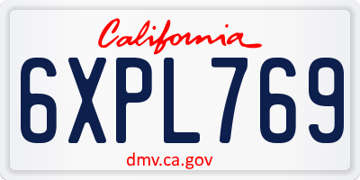 CA license plate 6XPL769