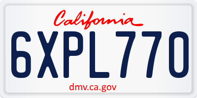 CA license plate 6XPL770