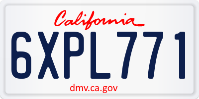 CA license plate 6XPL771
