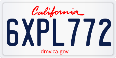 CA license plate 6XPL772