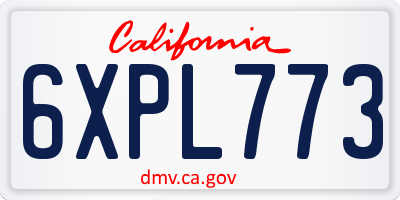 CA license plate 6XPL773
